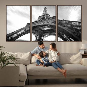 40006-MGV-CV-36X24-Eiffel Tower Wall Art – Black and White Architectural Photo Print, Paris Inspired Decor for Bedroom, Office, Studio or Modern