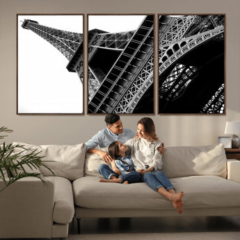89033-MGV-CV-36X24-Eiffel Tower Wall Art – Dramatic Black and White Architectural Canvas Print, Modern Paris Decor for Office, Living Room or