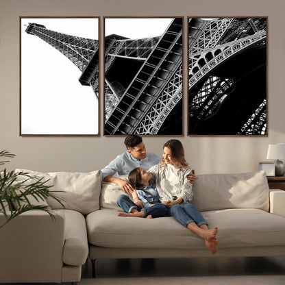 89033-MGV-CV-36X24-Eiffel Tower Wall Art – Dramatic Black and White Architectural Canvas Print, Modern Paris Decor for Office, Living Room or