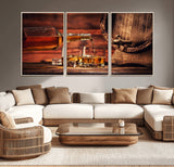 52458-MGV-CV-36X24-Whiskey Pour Wall Art – Elegant Whiskey Bottle Pouring into Glasses Canvas Print, Refined Bar or Lounge Decor for Home, Office, or