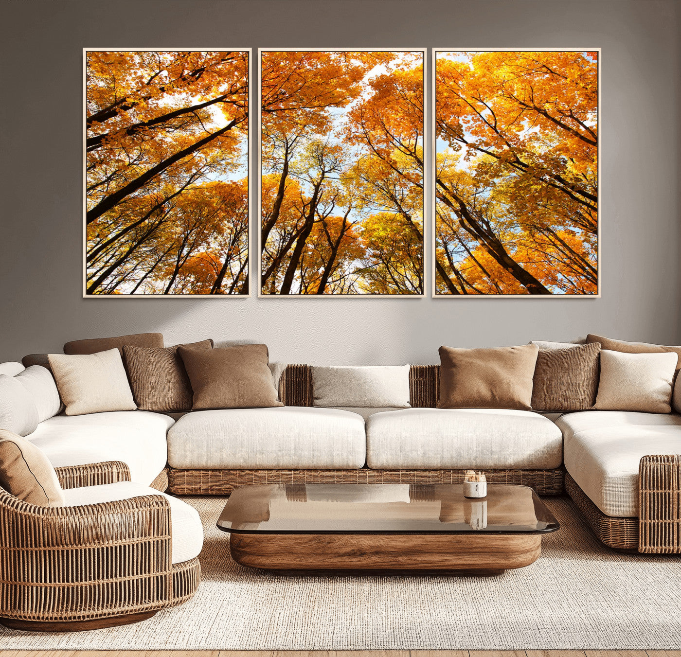 11823-MGV-CV-36X24-Golden Autumn Tree Canopy Wall Art – Stunning Fall Forest Leaves Print, Warm Seasonal Nature Decor for Home, Office or Cabin