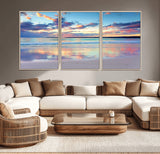 64882-MGV-CV-36X24-Tranquil Sunset Beach Wall Art – Panoramic Ocean Reflection Canvas Print, Calm Coastal Decor for Bedroom, Living Room or Office