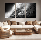 22702-MGV-CV-36X24-Black and White Ocean Wave Wall Art – Powerful Surf Curl Photography Canvas Print, Modern Coastal Decor for Living Room, Office or