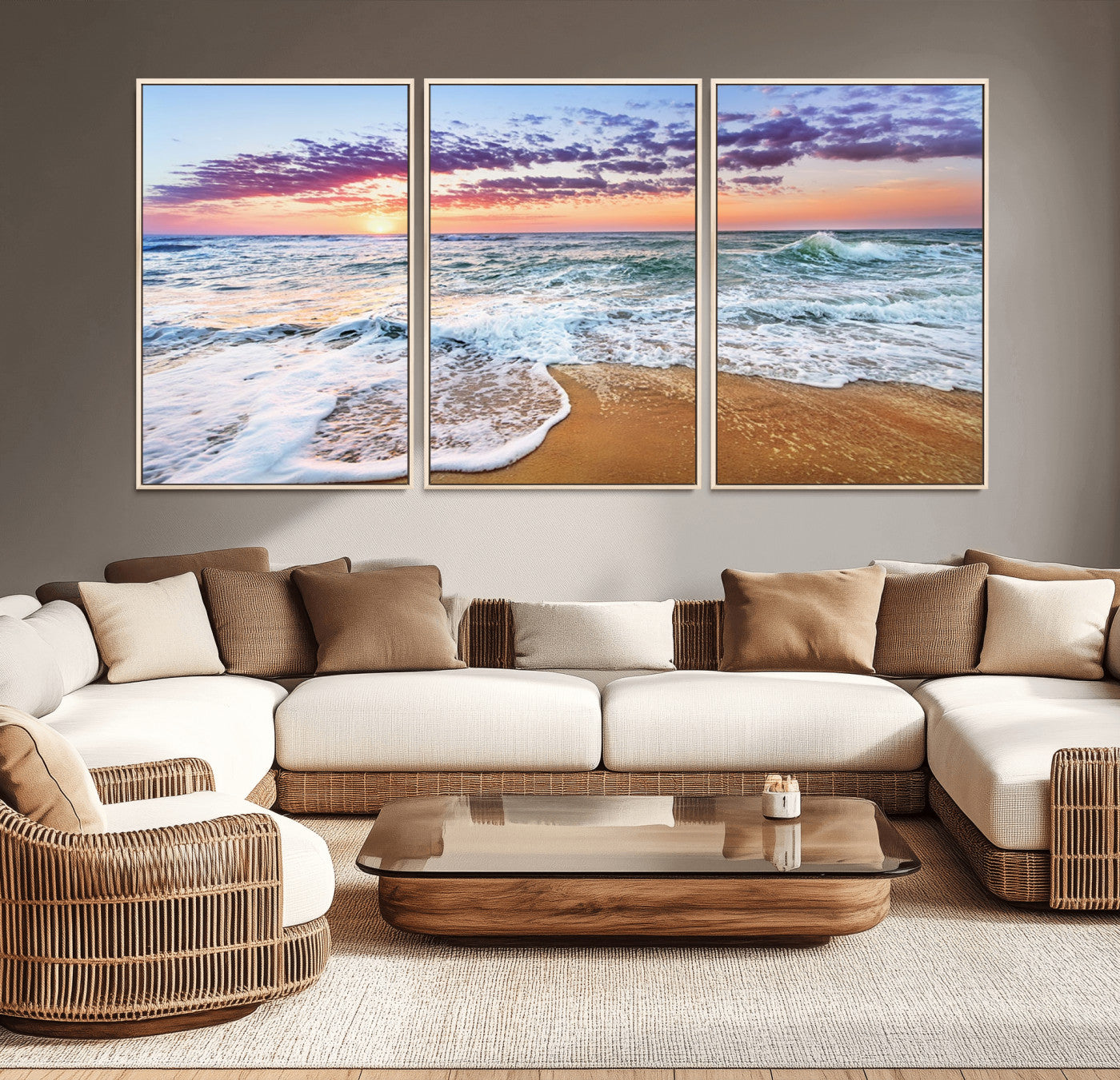 44120-MGV-CV-36X24-Ocean Sunset Wall Art – Beach Landscape Canvas Print, Serene Coastal Decor for Living Room, Office or Bedroom