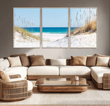 58498-MGV-CV-36X24-White Sandy Beach Wall Art – Panoramic Coastal Canvas Print, Ocean View Decor for Living Room, Bedroom, Office, Relaxing Seaside