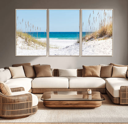 58498-MGV-CV-36X24-White Sandy Beach Wall Art – Panoramic Coastal Canvas Print, Ocean View Decor for Living Room, Bedroom, Office, Relaxing Seaside