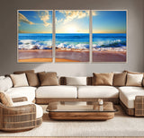 50522-MGV-CV-36X24-Ocean Sunrise Wall Art – Peaceful Beach Waves and Golden Horizon Canvas Print, Coastal Seascape Decor for Home or Office