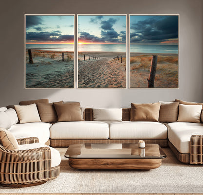 25788-MGV-CV-36X24-Sunset Beach Path Wall Art – Scenic Coastal Dunes and Ocean Canvas Print, Tranquil Seaside Landscape Decor for Living Room or