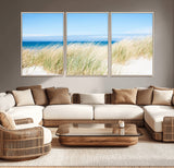 96913-MGV-CV-36X24-Coastal Dunes Wall Art – Serene Beach Grass and Blue Ocean Canvas Print, Relaxing Seaside Nature Decor for Living Room, Bedroom or