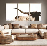 35866-MGV-CV-36X24-Texas Longhorn Wall Art – Rustic Western Bull Canvas Print, Farmhouse Animal Photography Decor for Living Room, Office, or Ranch
