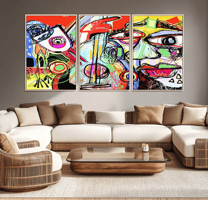 37796-MGV-CV-36X24-Picasso Style Wall Art Canvas Print, Framed Picasso Art Picture Print, Picasso Cubism Perfect Modern Abstract Decor Artwork