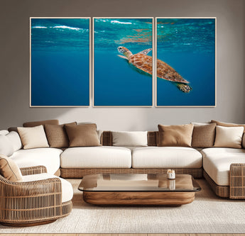 91440-MGV-CV-36X24-Sea Turtle Wall Art – Ocean Turtle Canvas Print, Underwater Marine Life Decor for Living Room, Office, Beach House or Bathroom