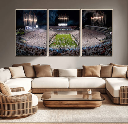 11391-MGV-CV-36X24-Penn State Stadium Wall Art – Panoramic White Out Football Game Canvas Print, College Sports Decor for Office, Man Cave, or Living