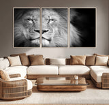 94453-MGV-CV-36X24-Lion Portrait Wall Art – Black and White King of the Jungle Canvas Print, Safari Wildlife Decor for Office, Bedroom, or Living