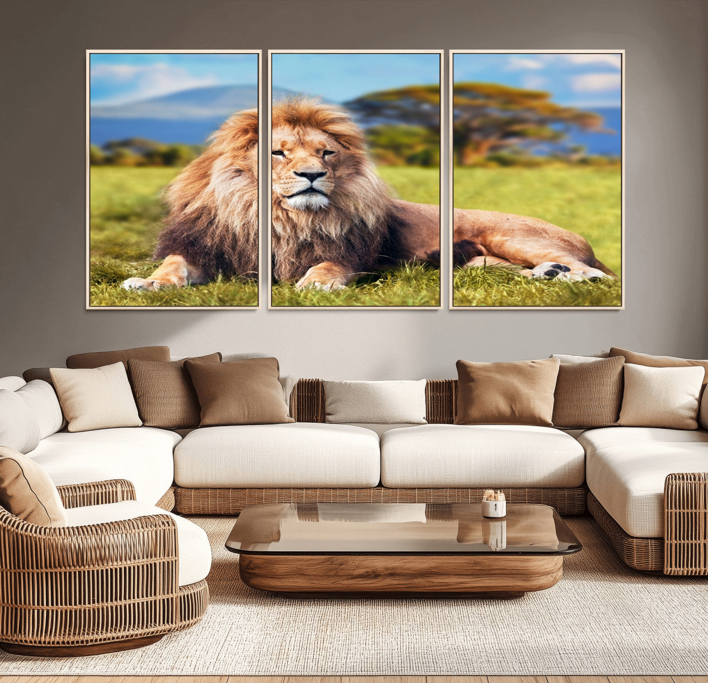 67826-MGV-CV-36X24-Majestic Lion Wall Art – King of the Jungle Canvas Print, Safari Wildlife Decor for Living Room, Office, or Man Cave