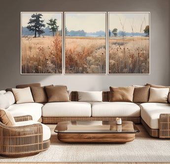 98822-MGV-CV-36X24-Autumn Meadow Wall Art – Tranquil Grassland Landscape Canvas Print, Rustic Country Decor for Living Room, Bedroom or Farmhouse