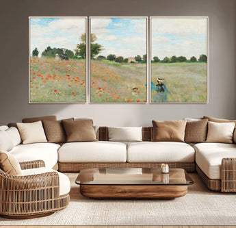 74890-MGV-CV-36X24-Monet Poppy Field Wall Art – Impressionist Landscape Canvas Print, Classic French Artwork for Living Room, Bedroom or Office Decor