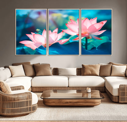 32559-MGV-CV-36X24-Lotus Flower Wall Art – Pink Water Lily Canvas Print, Tranquil Nature Decor for Living Room, Bedroom or Meditation Space