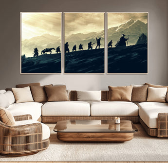 41574-MGV-CV-36X24-Fellowship Journey Wall Art – Epic Fantasy Adventure Canvas Print, Mountain Landscape Decor for Living Room, Office or Man Cave