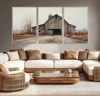 11602-MGV-CV-36X24-Old Barn Wall Art Canvas Print, Framed Rustic Barn Art Picture Print, Old Farmhouse Perfect Rustic Farmhouse Decor Artwork