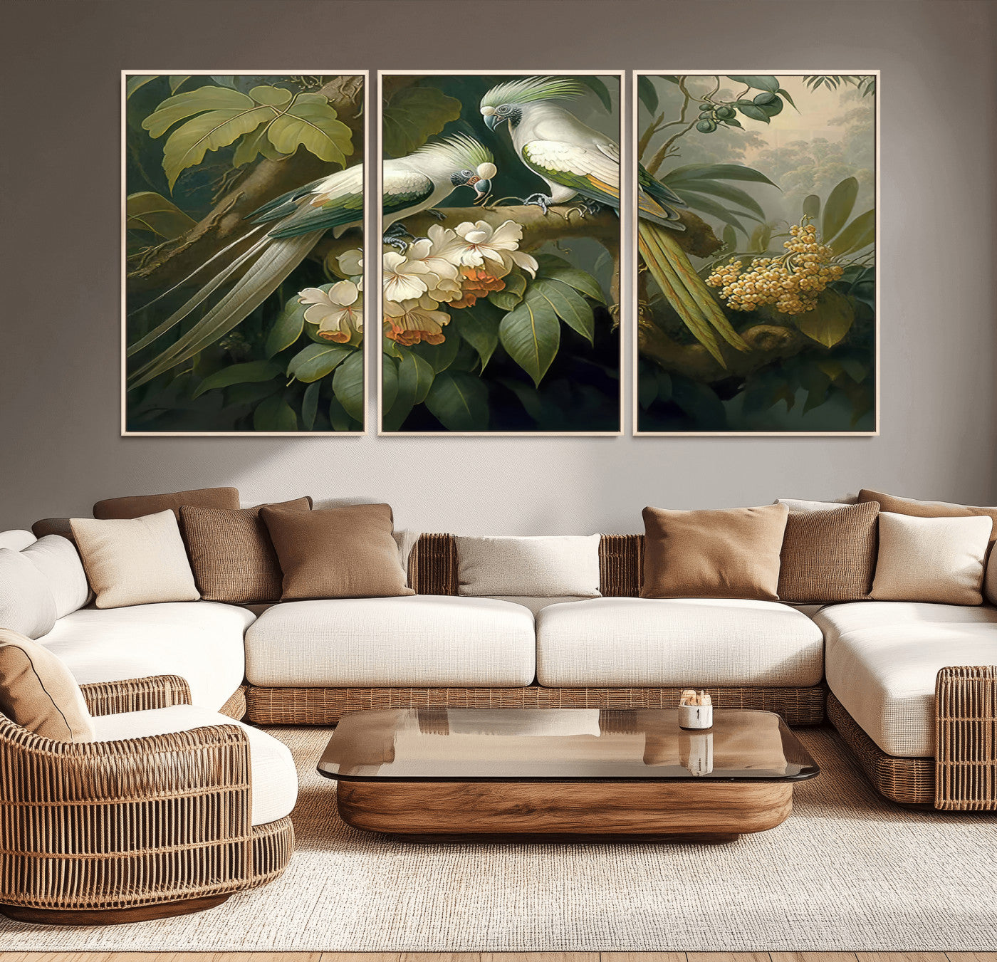 84047-MGV-CV-36X24-Tropical Birds Wall Art – Elegant Botanical Canvas Print, Exotic Nature Decor for Living Room, Bedroom or Office