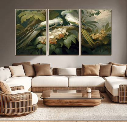 84047-MGV-CV-36X24-Tropical Birds Wall Art – Elegant Botanical Canvas Print, Exotic Nature Decor for Living Room, Bedroom or Office