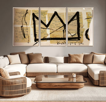 37215-MGV-CV-36X24-Abstract Crown Wall Art – Urban Graffiti Style Canvas Print Modern Street Art Design, Bold Contemporary Decor for Living Room,