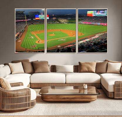 93707-MGV-CV-36X24-Los Angeles Stadium Wall Art Canvas Print, Framed Angel Stadium Field Art Picture Print, Anaheim Stadium Perfect Sports Room Decor