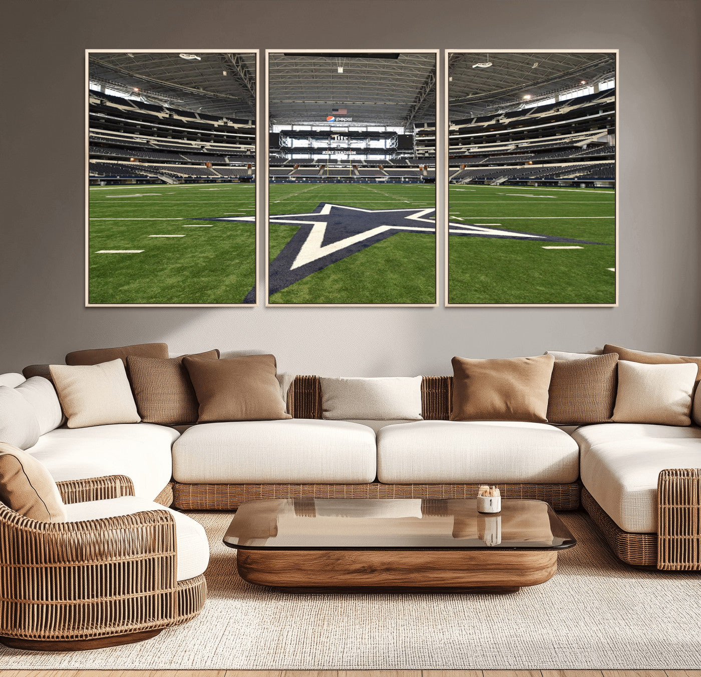 14834-MGV-CV-36X24-Dallas Att Stadium Wall Art Canvas Print, Framed Texas NFL Stadium Art Picture Print, American Football Stadium Perfect Sports