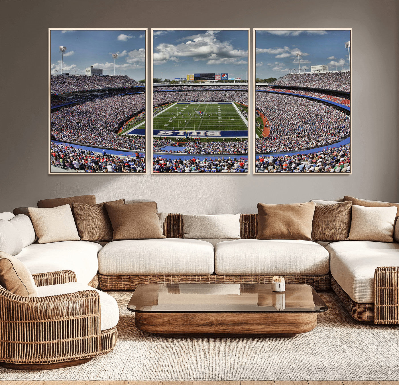76491-MGV-CV-36X24-Buffalo Bills Stadium Wall Art Canvas Print, Framed Bills Stadium Art Picture Print, Highmark Stadium Perfect Sport Room Decor