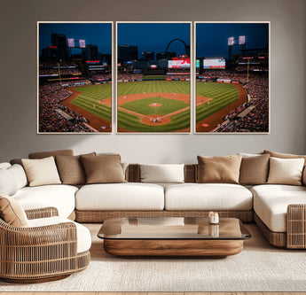 38612-MGV-CV-36X24-Busch Stadium Wall Art Canvas Print, Framed Missouri Stadium Art Picture Print, Busch Stadium Field Perfect Sports Room Decor