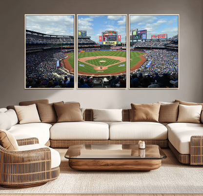 22910-MGV-CV-36X24-City Field Stadium Wall Art Canvas Print, Framed New York Stadium Art Picture Print, City Field Perfect Sport Room Decor Artwork