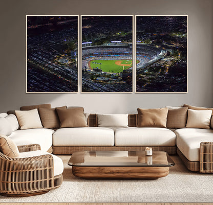 16515-MGV-CV-36X24-Dodgers Stadium Wall Art Canvas Print, Framed Baseball Stadium Art Picture Print, Dodgers Field Perfect Sport Room Decor Artwork