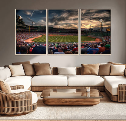 53432-MGV-CV-36X24-Fenway Park Stadium Wall Art Canvas Print, Framed Boston Baseball Stadium Art Picture Print, Massachusetts Fenway Park Perfect