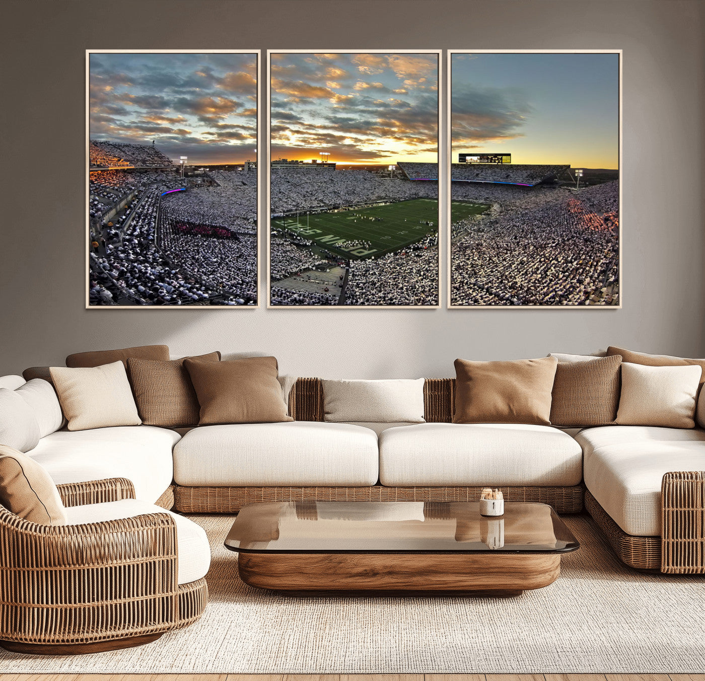 38807-MGV-CV-36X24-Beaver Stadium Wall Art Canvas Print, Framed Beaver Stadium Field Art Picture Print, Football Stadium Perfect Sport Room Decor