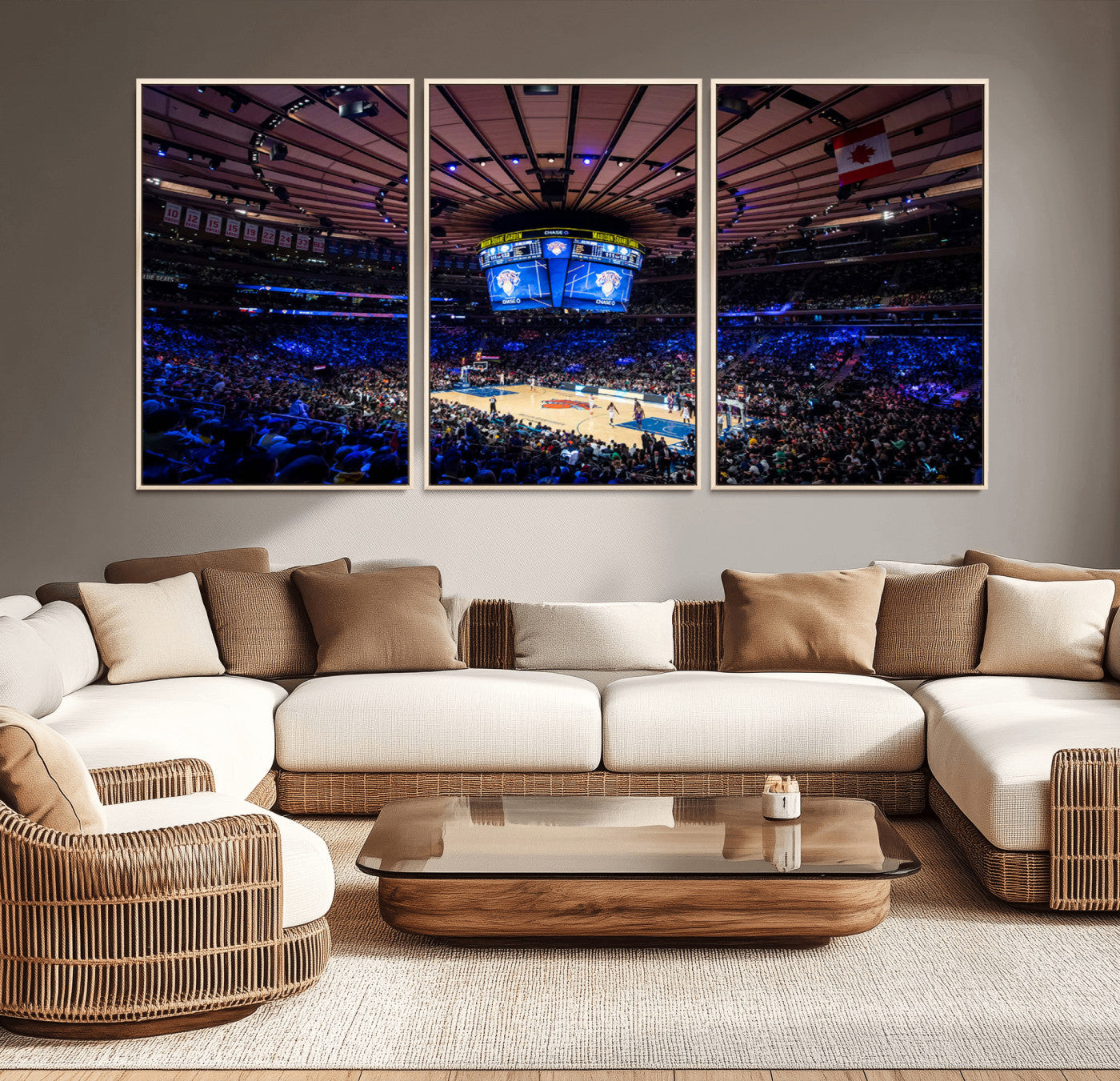 20491-MGV-CV-36X24-Madison Square Garden Wall Art Canvas Print, Framed New York Stadium Art Picture Print, MSG Stadium Perfect Sport Room Decor