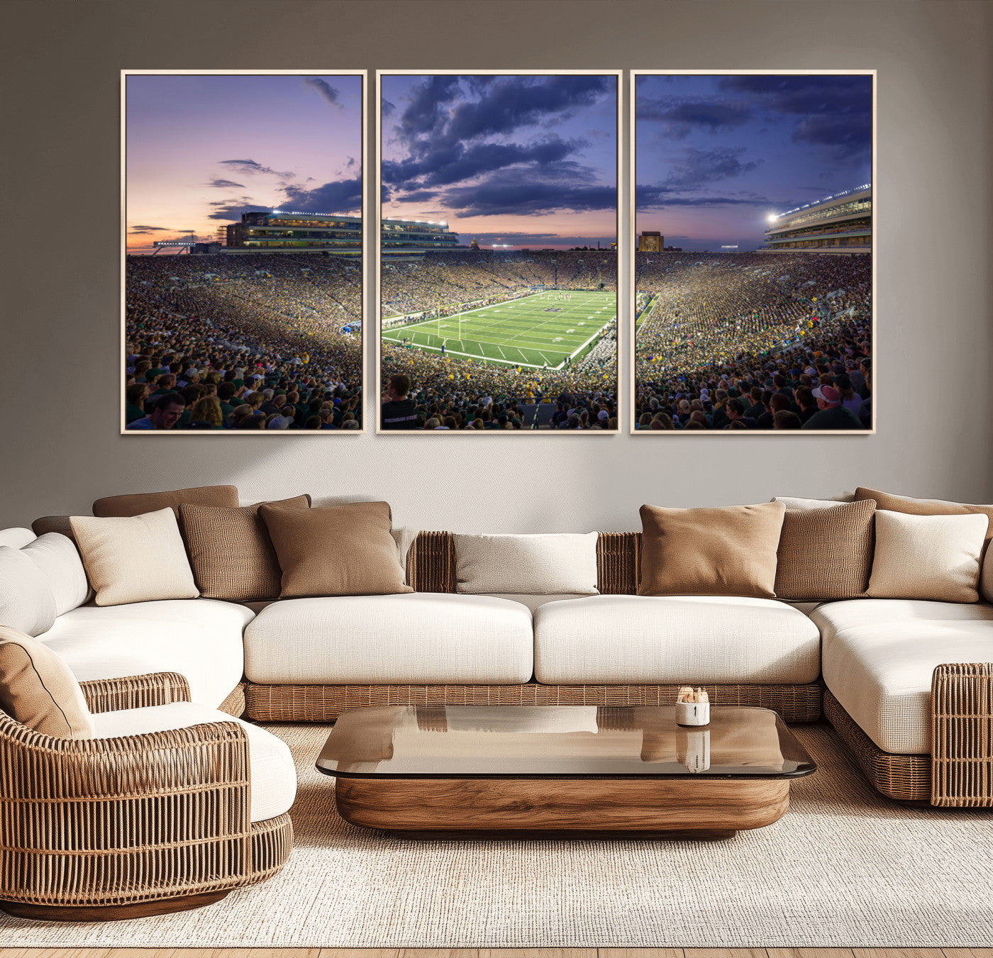 50825-MGV-CV-36X24-Notre Dame Stadium Wall Art Canvas Print, Framed Indiana Stadium Art Picture Print, Football Stadium Perfect Sports Room Decor