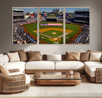 20879-MGV-CV-36X24-Yankee Stadium Wall Art Canvas Print, Framed New York Stadium Art Picture Print, Yankee Field Perfect Sport Room Decor Artwork