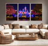 79435-MGV-CV-36X24-Disney Castle Wall Art Canvas Print, Framed Magic Kingdom Art Picture Print, Disney World Perfect Child Room Decor Artwork