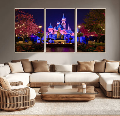 79435-MGV-CV-36X24-Disney Castle Wall Art Canvas Print, Framed Magic Kingdom Art Picture Print, Disney World Perfect Child Room Decor Artwork