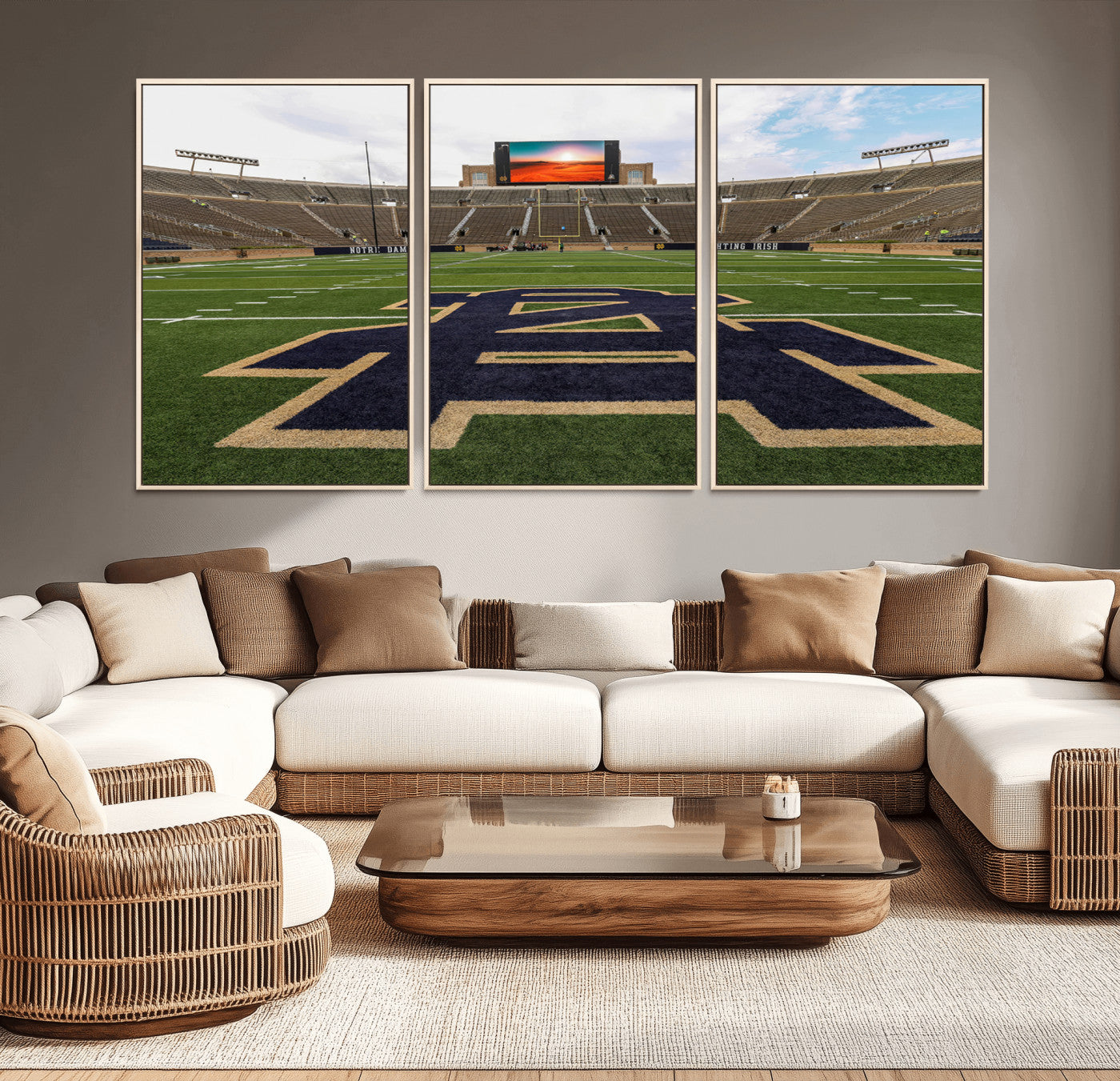 52835-MGV-CV-36X24-Notre Dame Stadium Wall Art Canvas Print, Framed Indiana Stadium Art Picture Print, Notre Dame Field Perfect Sport Room Decor