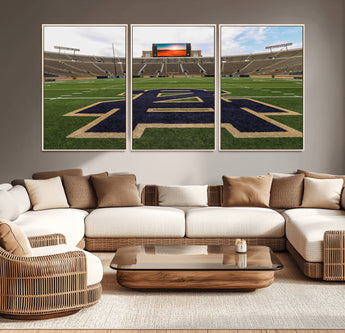 52835-MGV-CV-36X24-Notre Dame Stadium Wall Art Canvas Print, Framed Indiana Stadium Art Picture Print, Notre Dame Field Perfect Sport Room Decor