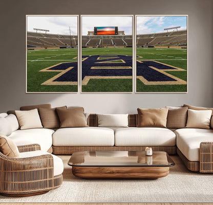 52835-MGV-CV-36X24-Notre Dame Stadium Wall Art Canvas Print, Framed Indiana Stadium Art Picture Print, Notre Dame Field Perfect Sport Room Decor