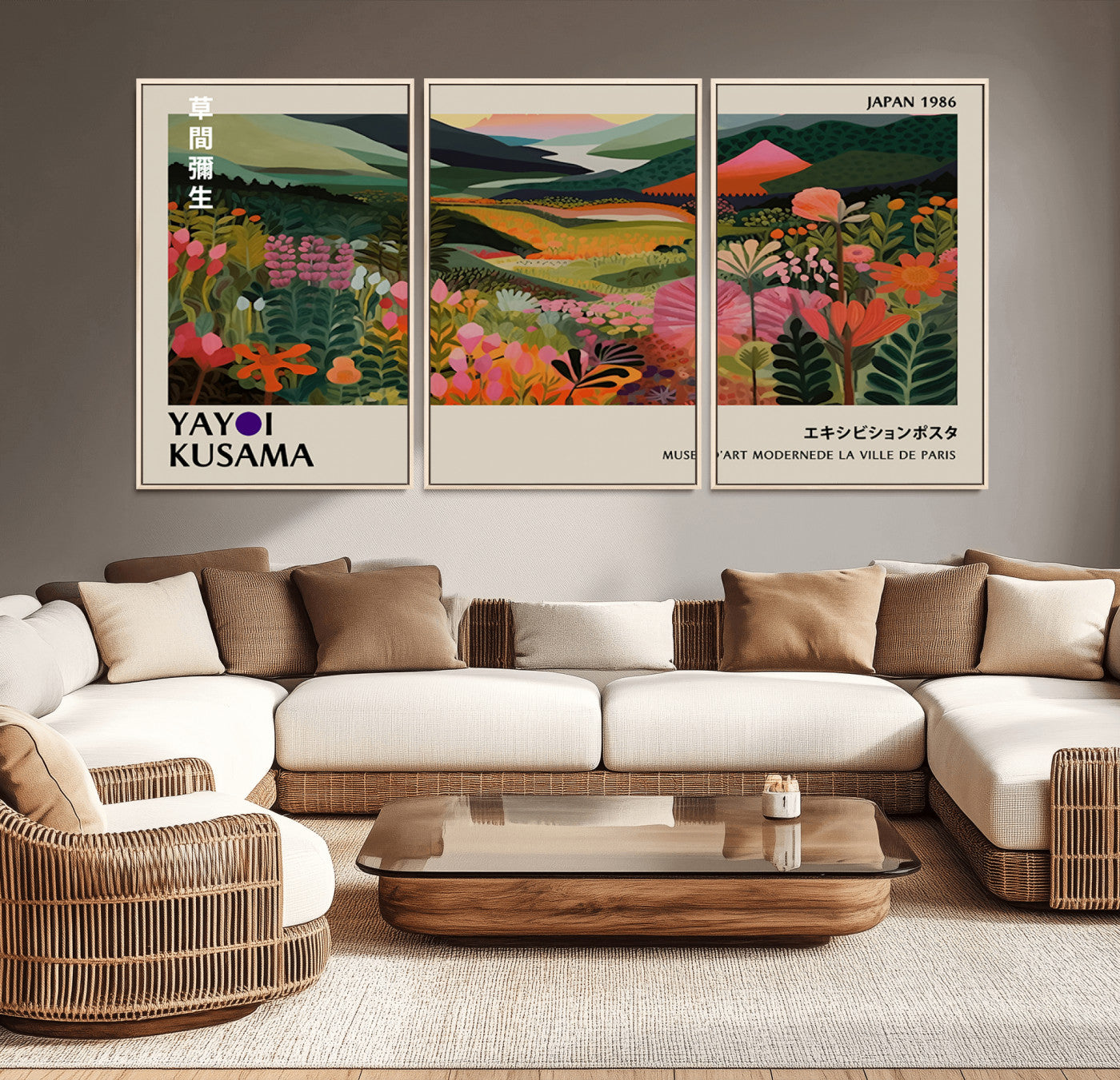 75719-MGV-CV-36X24-Botanical Mountain Valley Wall Art – Panoramic Nature Canvas Print, Vibrant Floral Field Artwork for Living Room, Bedroom, Office,