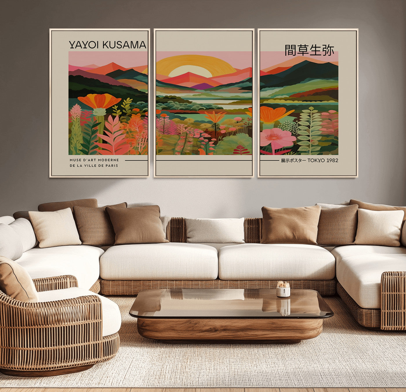 17753-MGV-CV-36X24-Floral Sunset Landscape Wall Art – Panoramic Nature Canvas Print, Vibrant Botanical Artwork for Living Room, Bedroom, Office, or