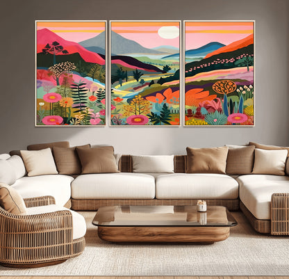 61376-MGV-CV-36X24-Floral Valley Wall Art – Panoramic Mountain Landscape Canvas Print, Vibrant Nature Decor for Living Room, Office, or Bedroom