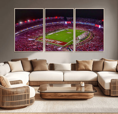 11343-MGV-CV-36X24-Bryant-Denny Stadium Wall Art – Panoramic Alabama Crimson Tide Football Field Canvas Print, Game Day Decor for Office, Man Cave or