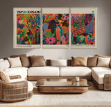 40791-MGV-CV-36X24-Kusama Inspired Wall Art – Vibrant Abstract Floral Jungle Canvas Print, Bold Pop Art Botanical Decor for Living Room, Bedroom, or