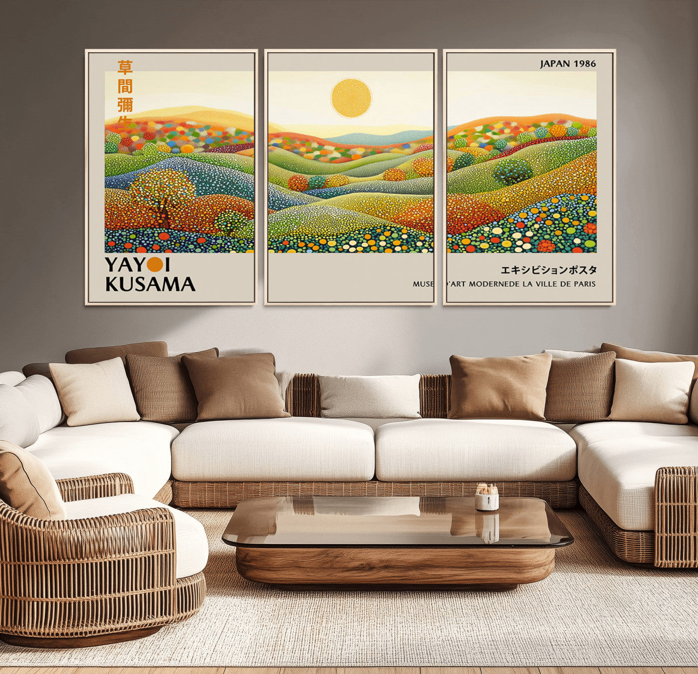 33864-MGV-CV-36X24-Pointillism Yayoi Wall Art Canvas Print, Framed Yayoi Kusama Art Picture Print, Yayoi Kusama Dot Perfect Abstract Nature Decor