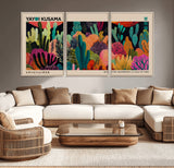 45711-MGV-CV-36X24-Yayoi Kusama Wall Art Canvas Print, Framed Abstract Yayoi Kusama Art Picture Print, Japanese Wabi Sabi Perfect Modern Abstract